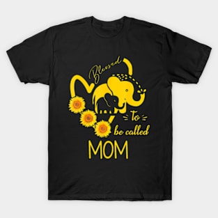 Sunflower Elephant Blessed To Be Called Mom Mothers Day T-Shirt